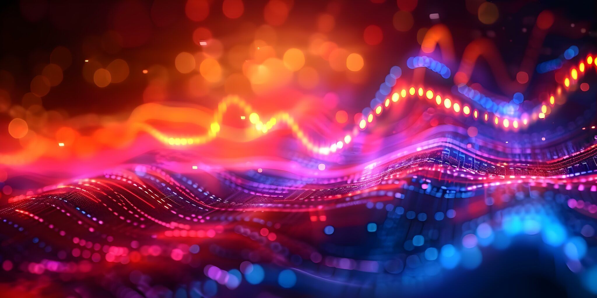 Colorful abstract wave with lights