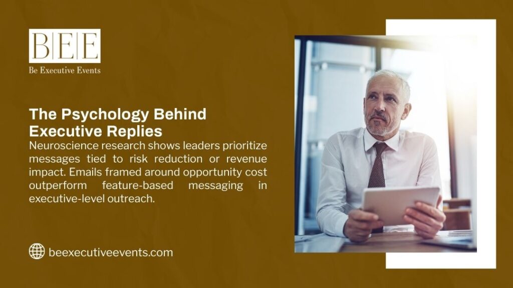 Here's the alt text under 200 characters:
Senior executive reviewing messages on tablet, illustrating psychology behind executive communication and reply patterns