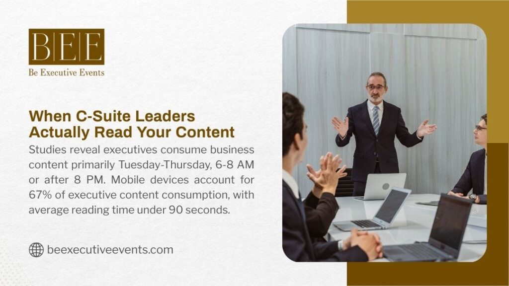 C-suite leaders in business meeting discussing content strategy and executive communication best practices