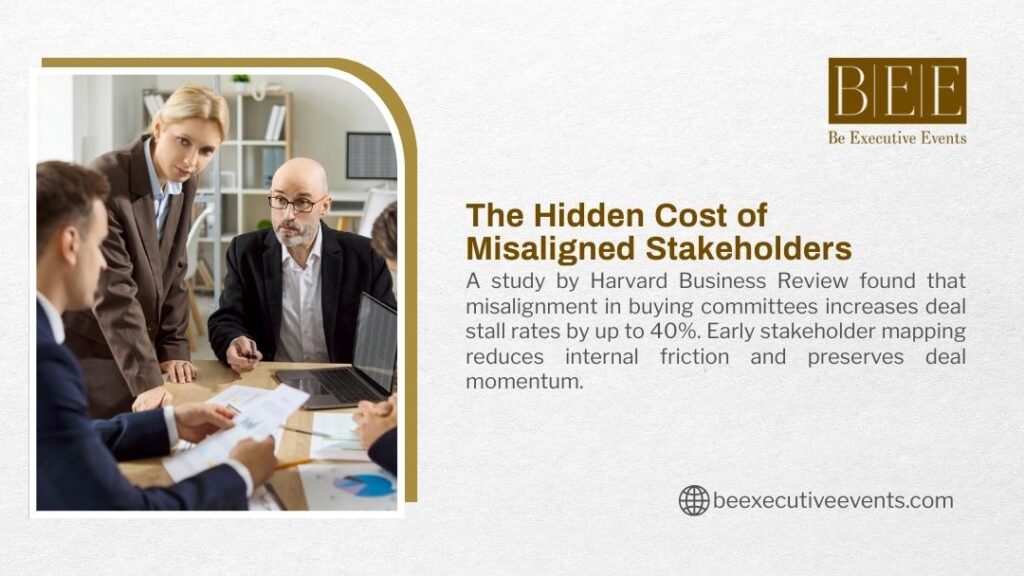 Business team in meeting reviewing documents, illustrating misaligned stakeholders increase deal stall rates by 40% according to Harvard research
